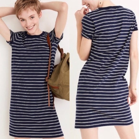 Madewell T-Shirt Dress Tina Stripe Blue White NWT - Picture 13 of 15
